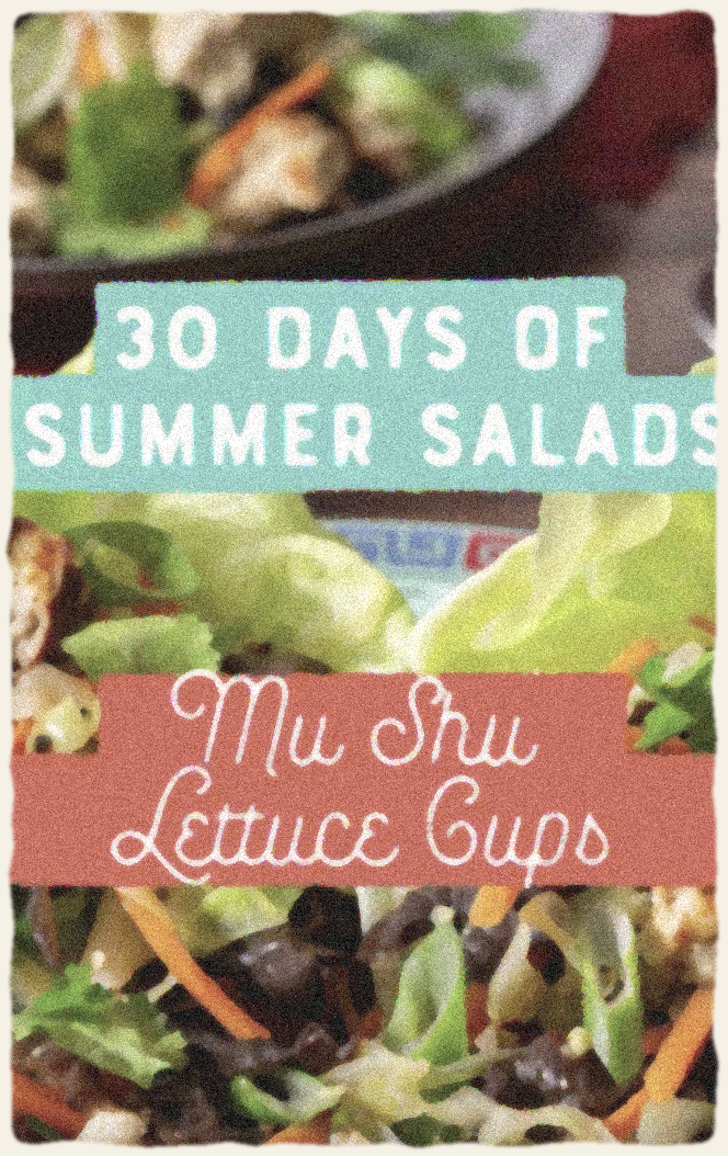 Title frame from the Mu Shu Lettuce Cups episode, lettuce cups filled with mu shu vegetables