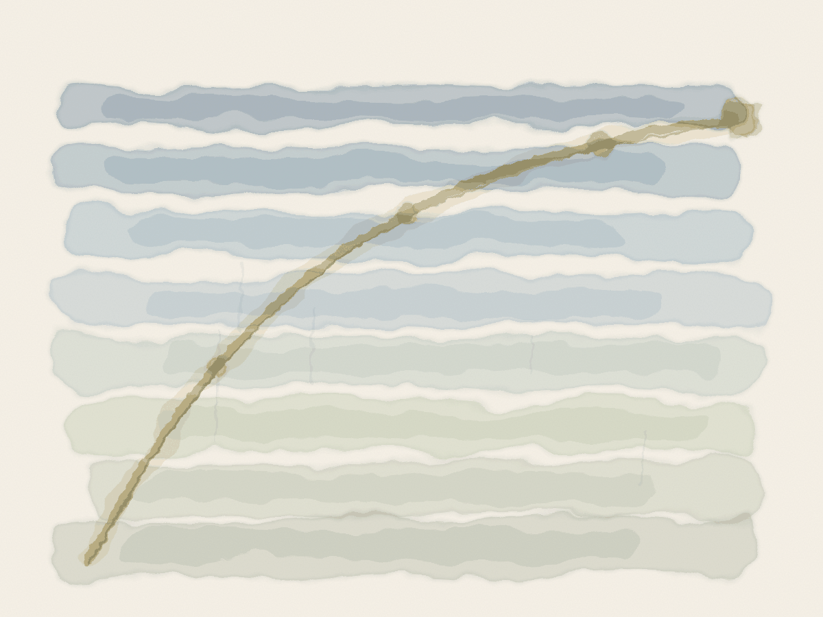 Abstract watercolor of sage and ink gradients stacked in ordered tiers — ranking and model training